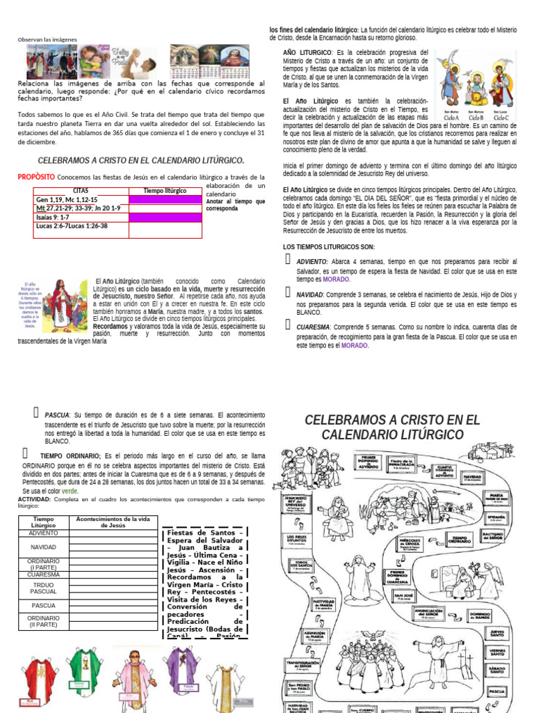 Calendario Litúrgico 2025 para Niños | PDF | Año litúrgico | Pascua de ...