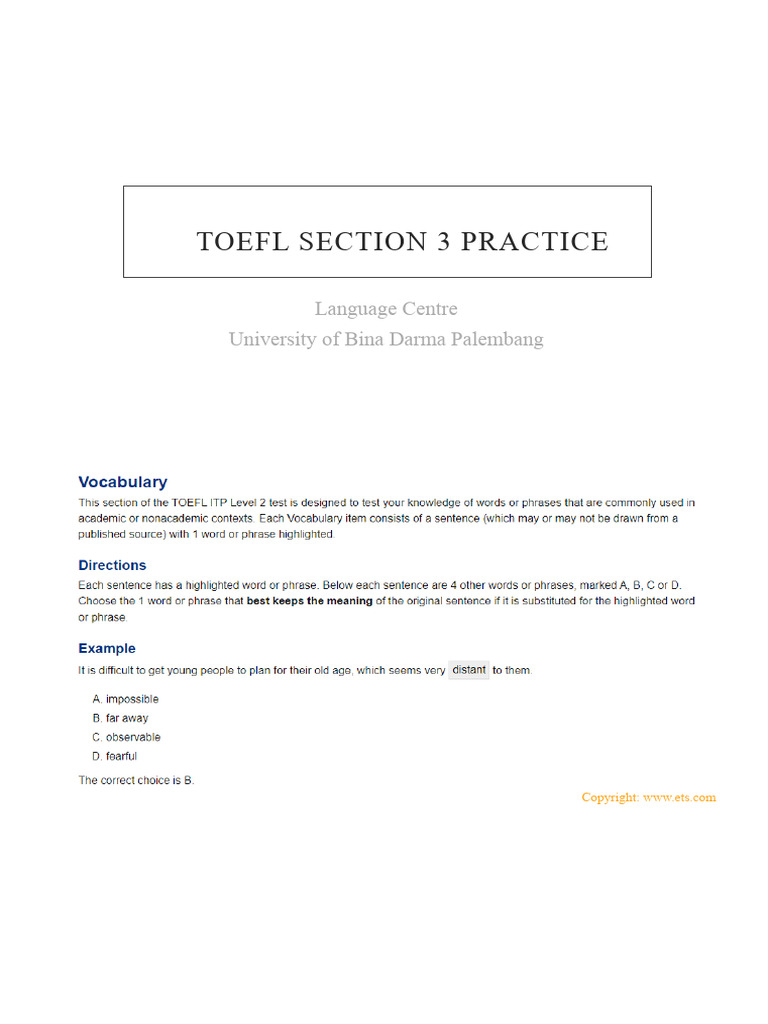 Buka TOEFL Section 3 Practice 2 | PDF
