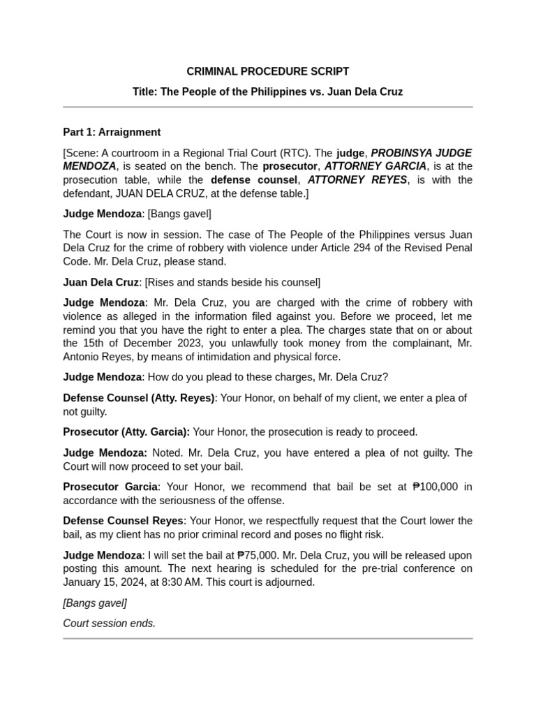 Crim Pro Script Pdf Plea Prosecutor