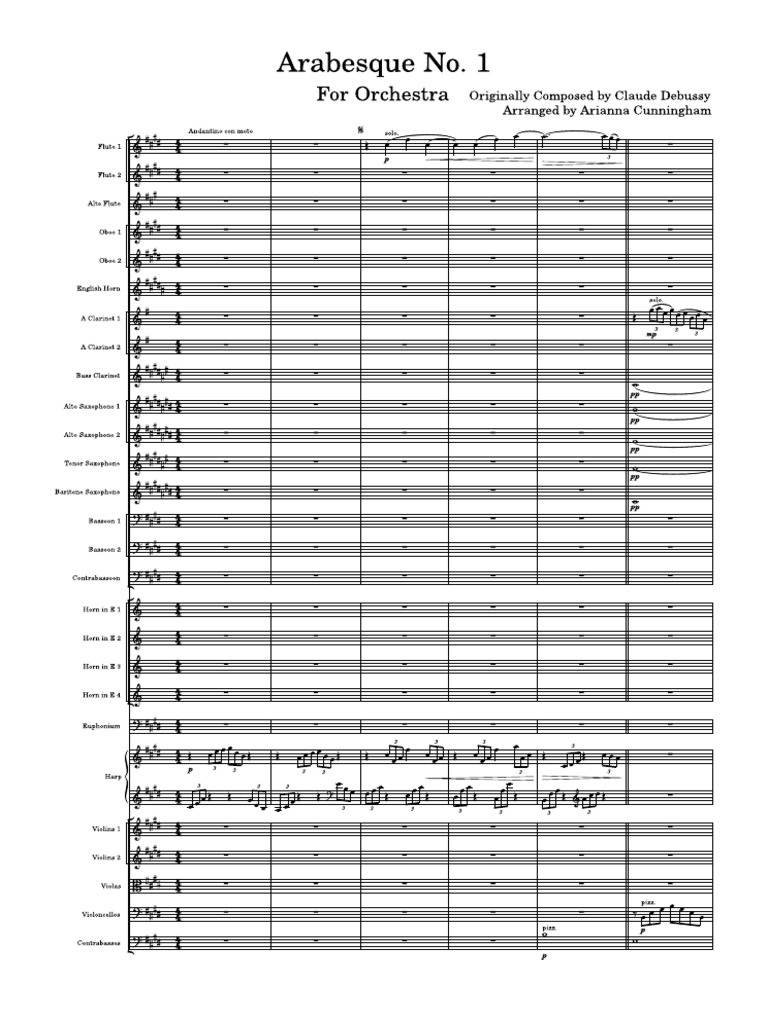 Claude Debussy Arabesque No 1 - Arr For Orchestra | PDF