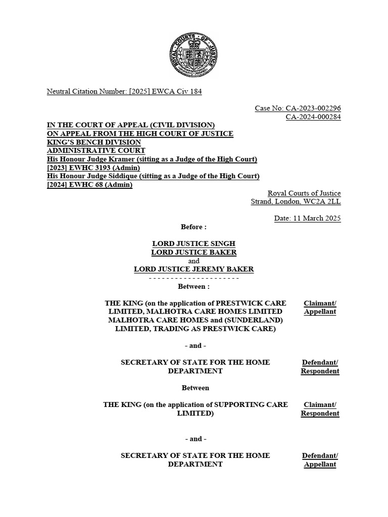 Court Appeal on Tier 2 Sponsorship Revocation | PDF | Judgment (Law ...