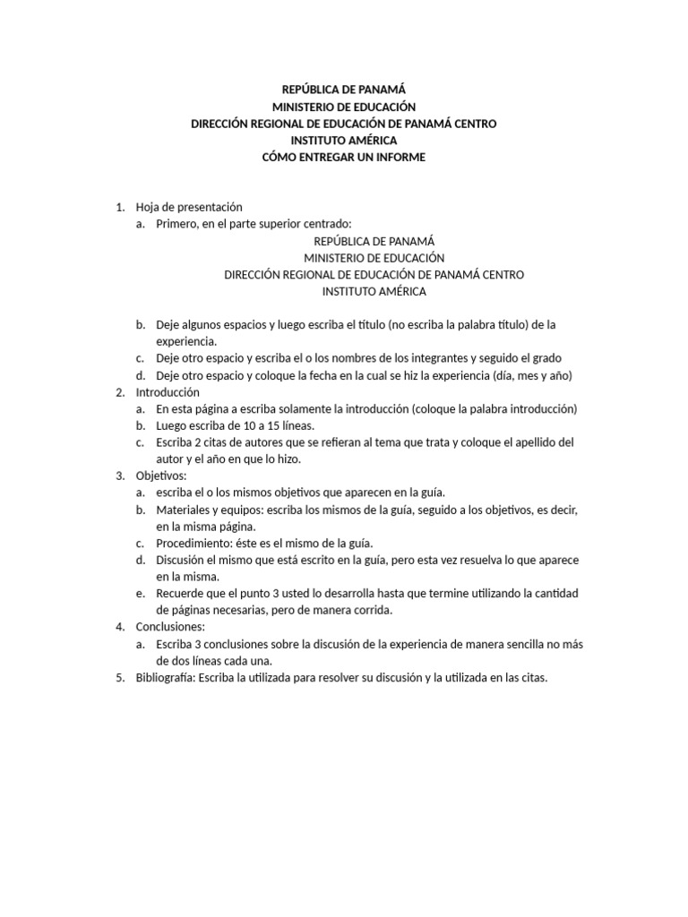 Guía para Entregar un Informe Educativo | PDF