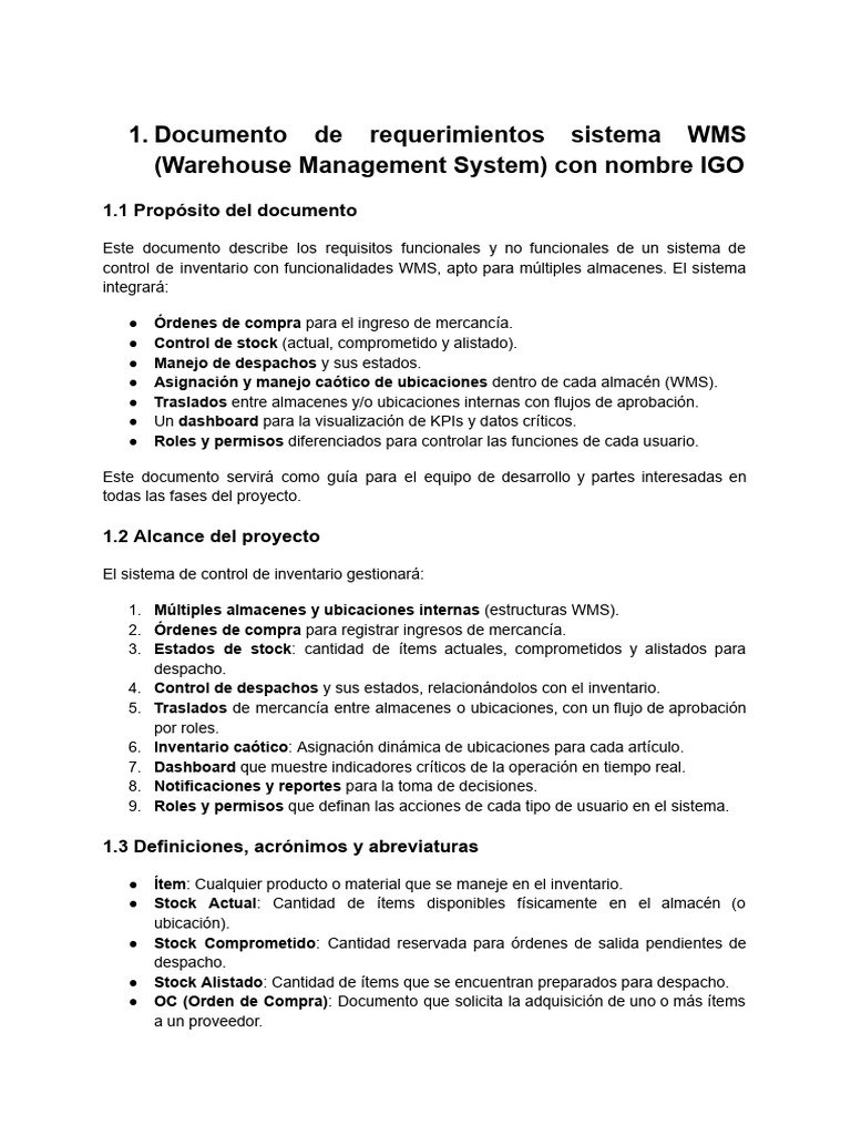 Requerimeinto WMS | PDF | Logística | Informática