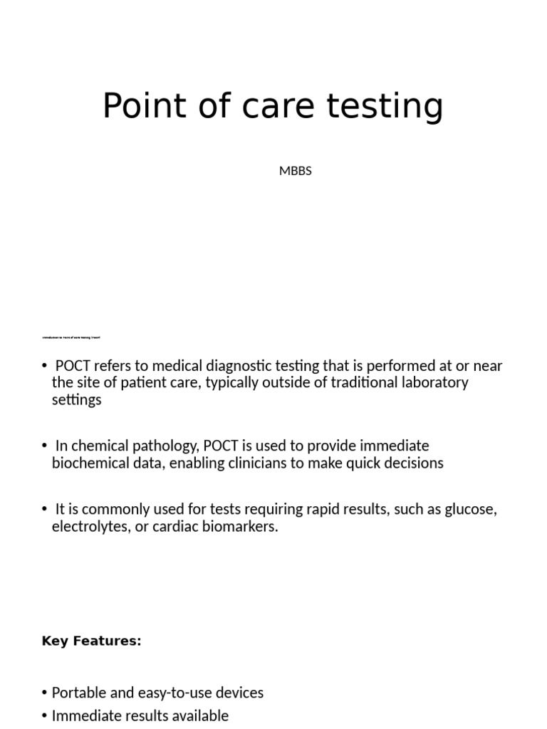 Point of Care Testing in Chemical Pathology | PDF | Electronic Health ...