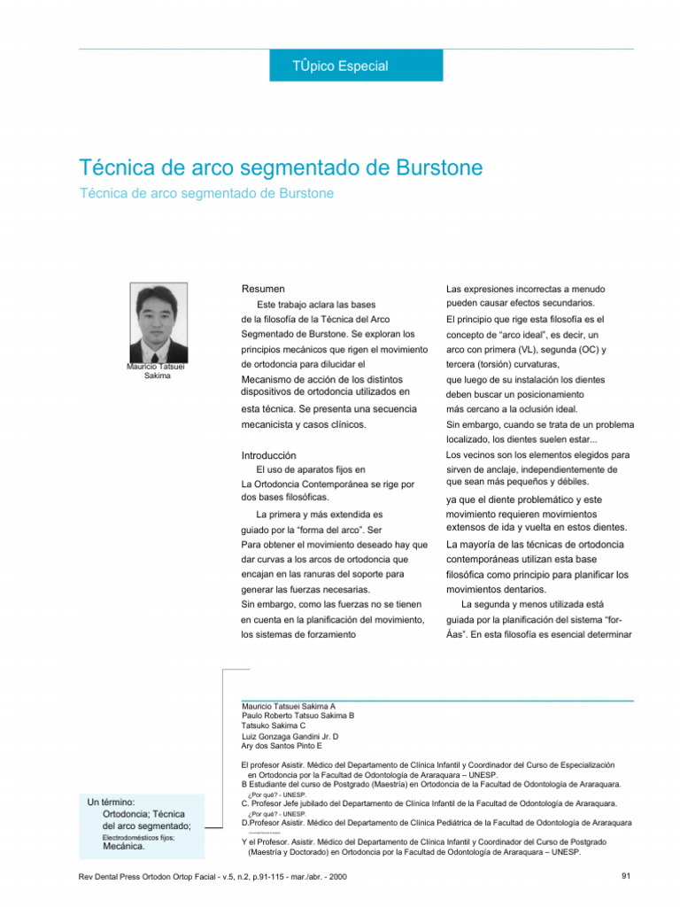 Técnica de Arco Segmentado de Burstone | PDF | Ortodoncia | Fuerza