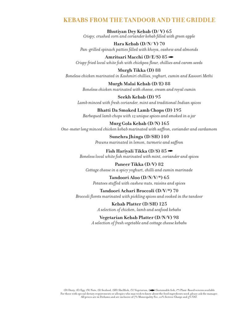 Indian Cuisine Menu with Dietary Options | PDF | Curry | Asian Cuisine