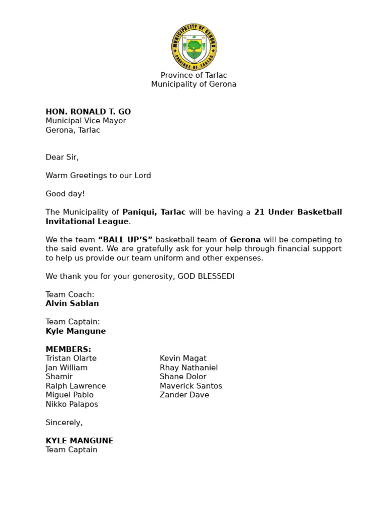 Ball Up's - Solicitation Letter | PDF