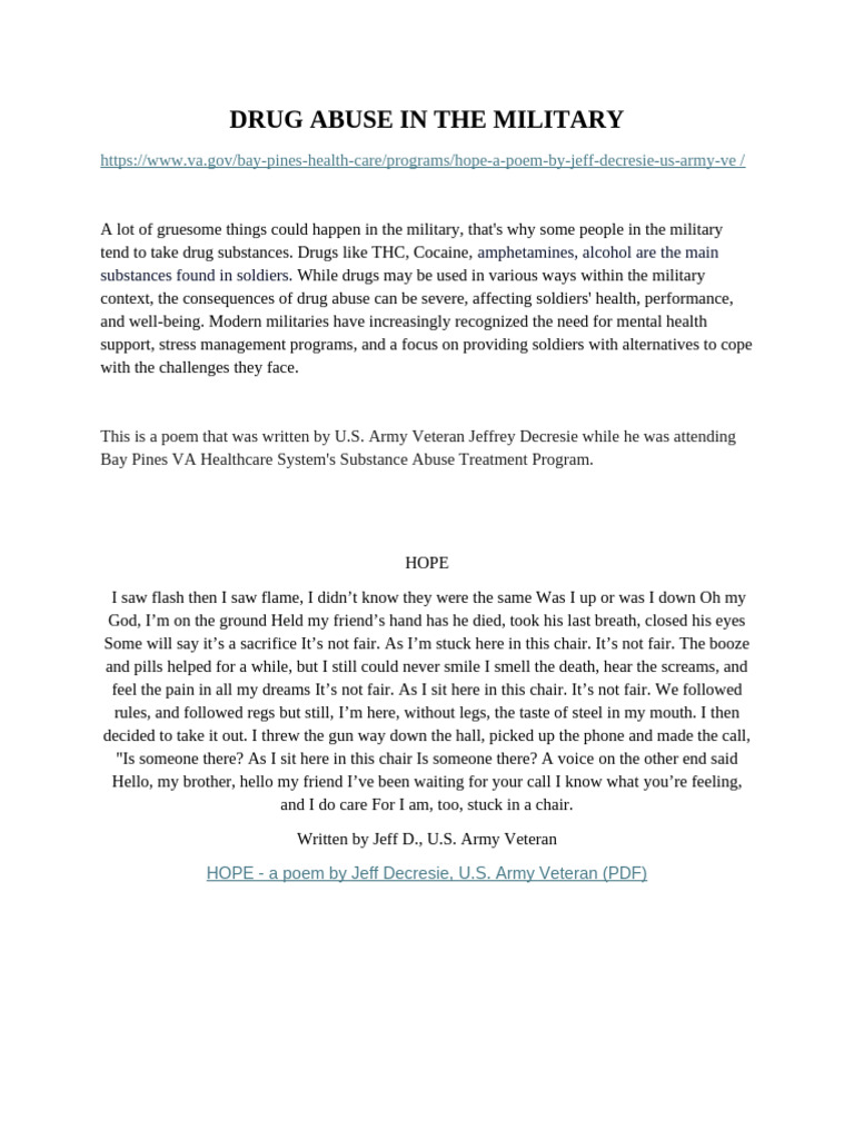 Drug Abuse in The Military | PDF