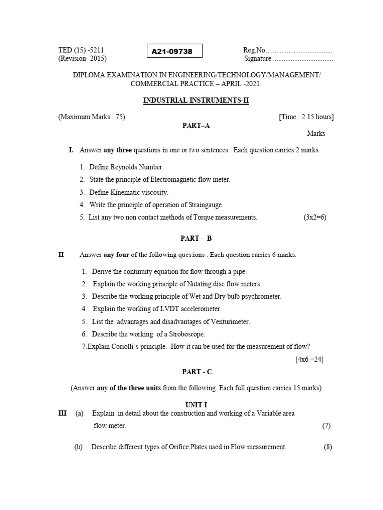 Industrial Instruments II A21 R15 5211 | PDF | Flow Measurement ...