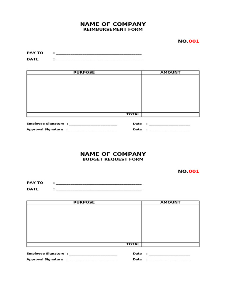Reimbursement Form Template | PDF