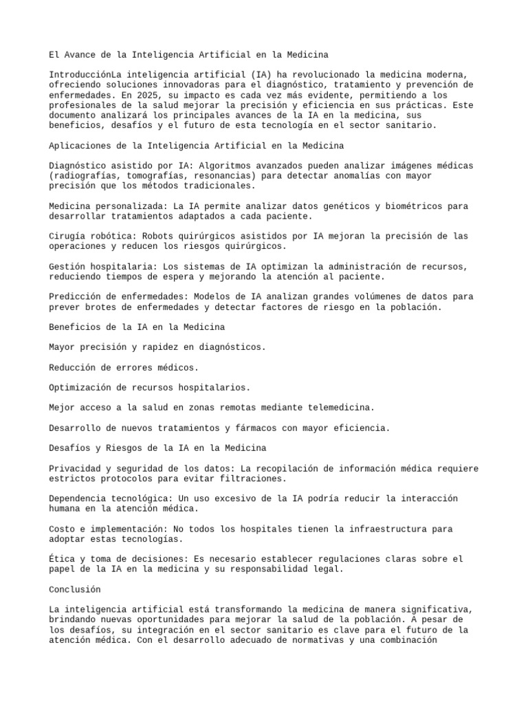 Avances de IA en Medicina 2025 | PDF | Inteligencia artificial ...