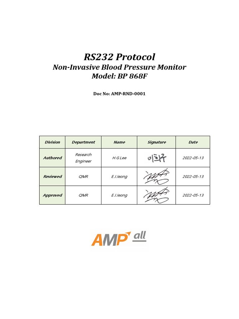 RS232 Protocol for BP 868F Monitor | PDF | Pulse | Computer Data