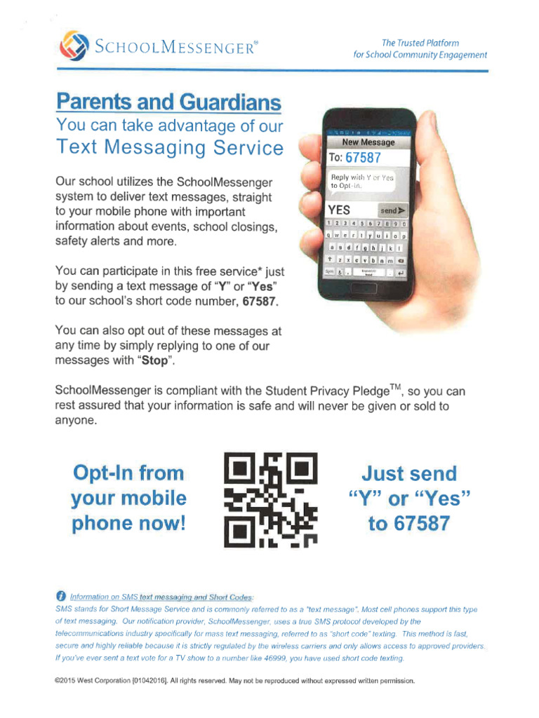 Texting Opt-In Instructions To Parents and Staff | PDF