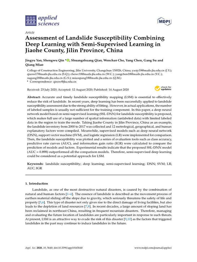 Landslide Susceptibility Mapping with SSL-DNN | PDF | Deep Learning ...