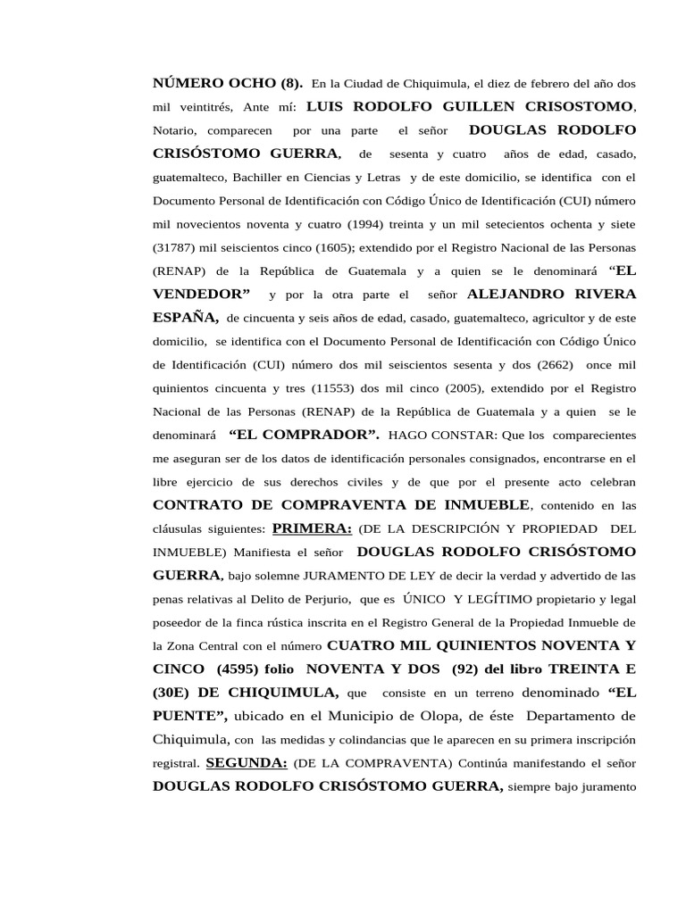 Contrato de Compraventa en Chiquimula | PDF | Guatemala