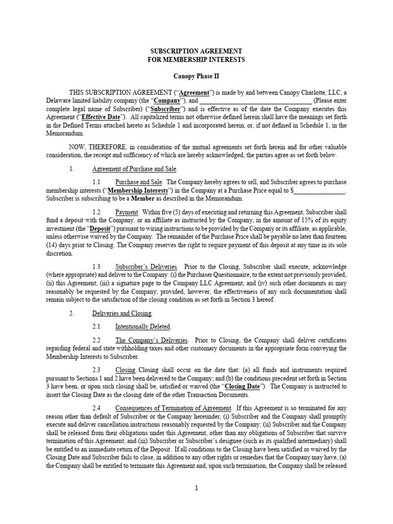 Sub Agreement - IMG Canopy II - FINAL-1635357456738 | PDF | Indemnity ...