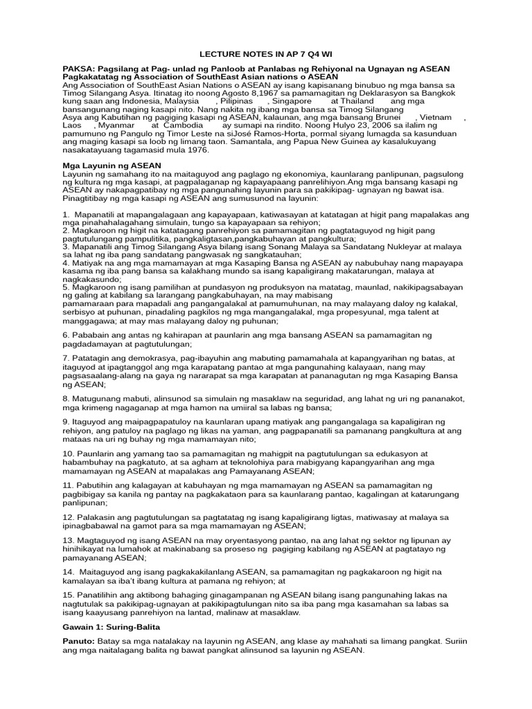 Lecture Notes In Ap 7 Q4 Wi Pdf