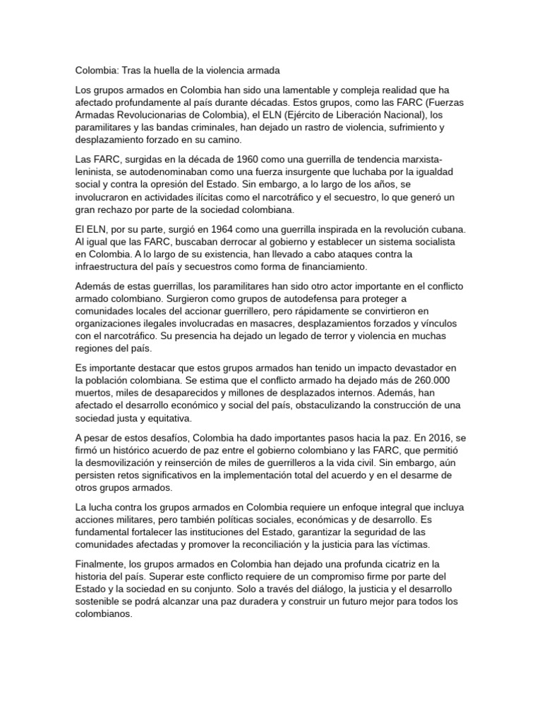 Grupos Armados y Violencia en Colombia | PDF | Guerra de guerrillas ...