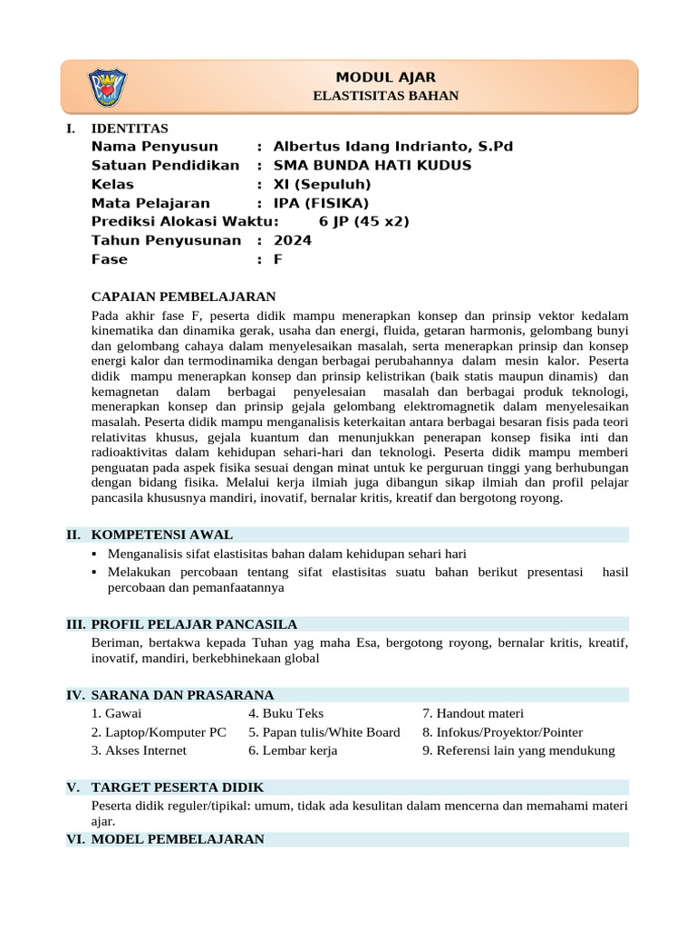 Modul Fisika F11 - Elastisitas | PDF