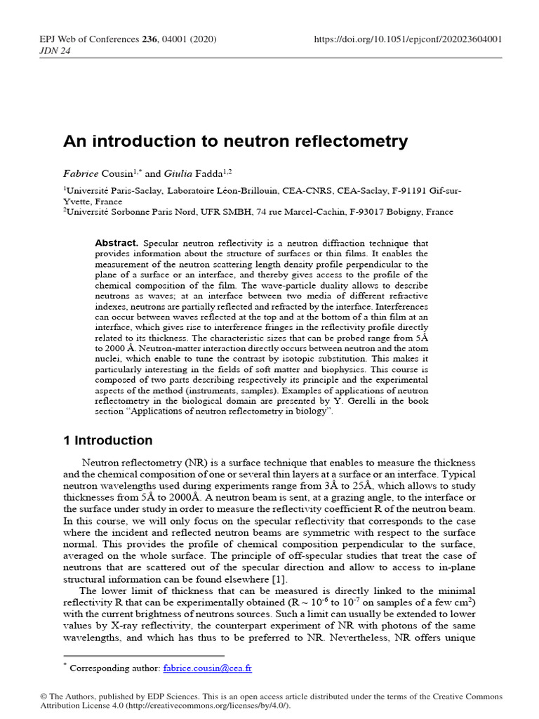 Introduction to Neutron Reflectometry | PDF | Neutron | Refractive Index