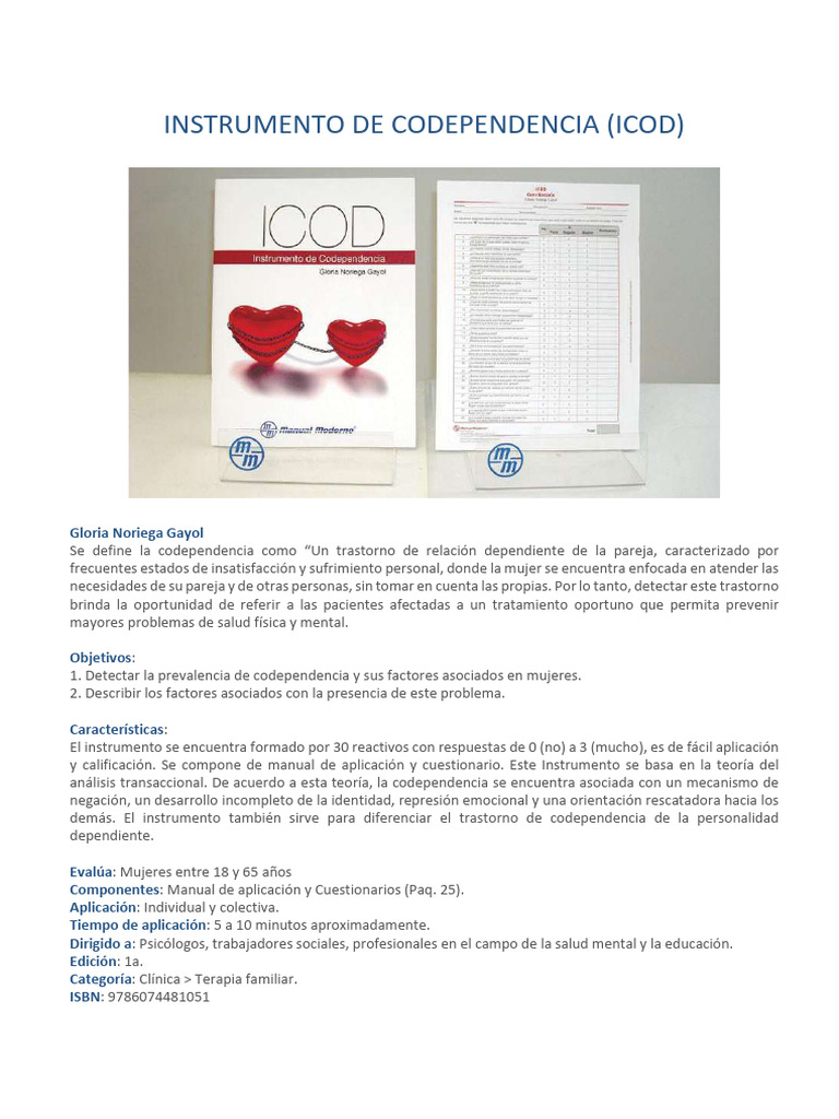 Instrumento ICOD para Codependencia | PDF | Trastorno mental | Temor