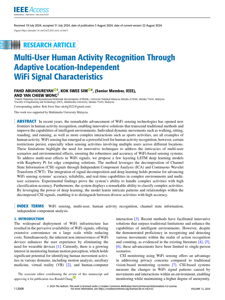 WiFi-Based Multi-User Activity Recognition | PDF | Wi Fi | Wavelet
