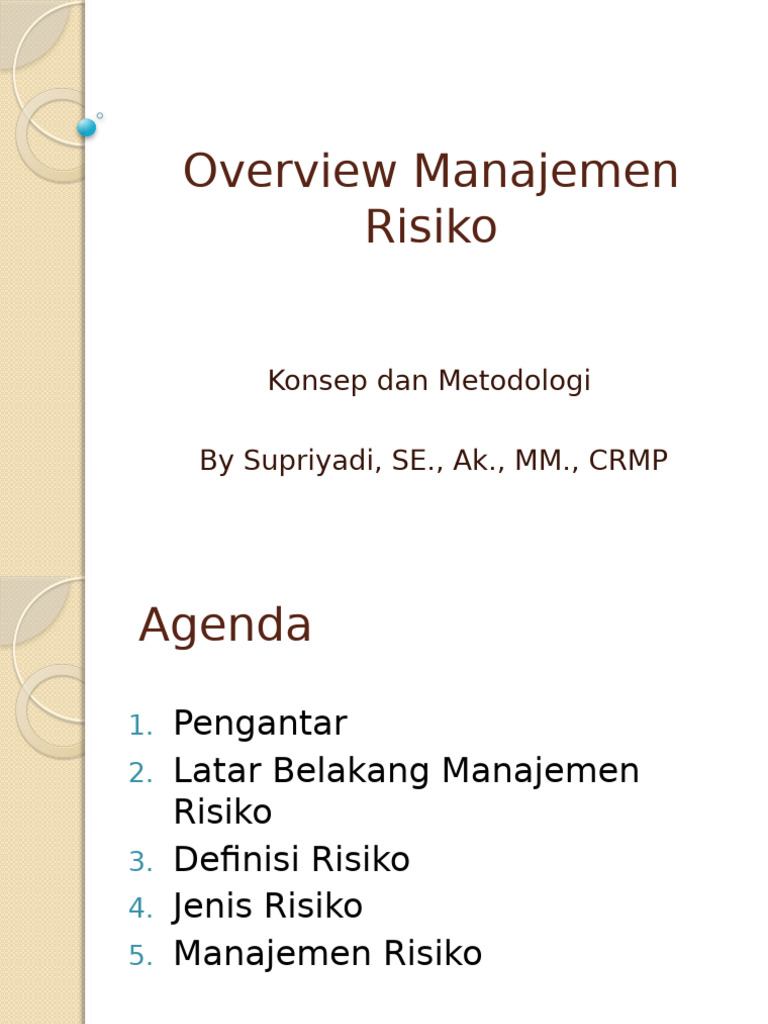 Overview Manajemen Risiko Tayang 1 Pdf