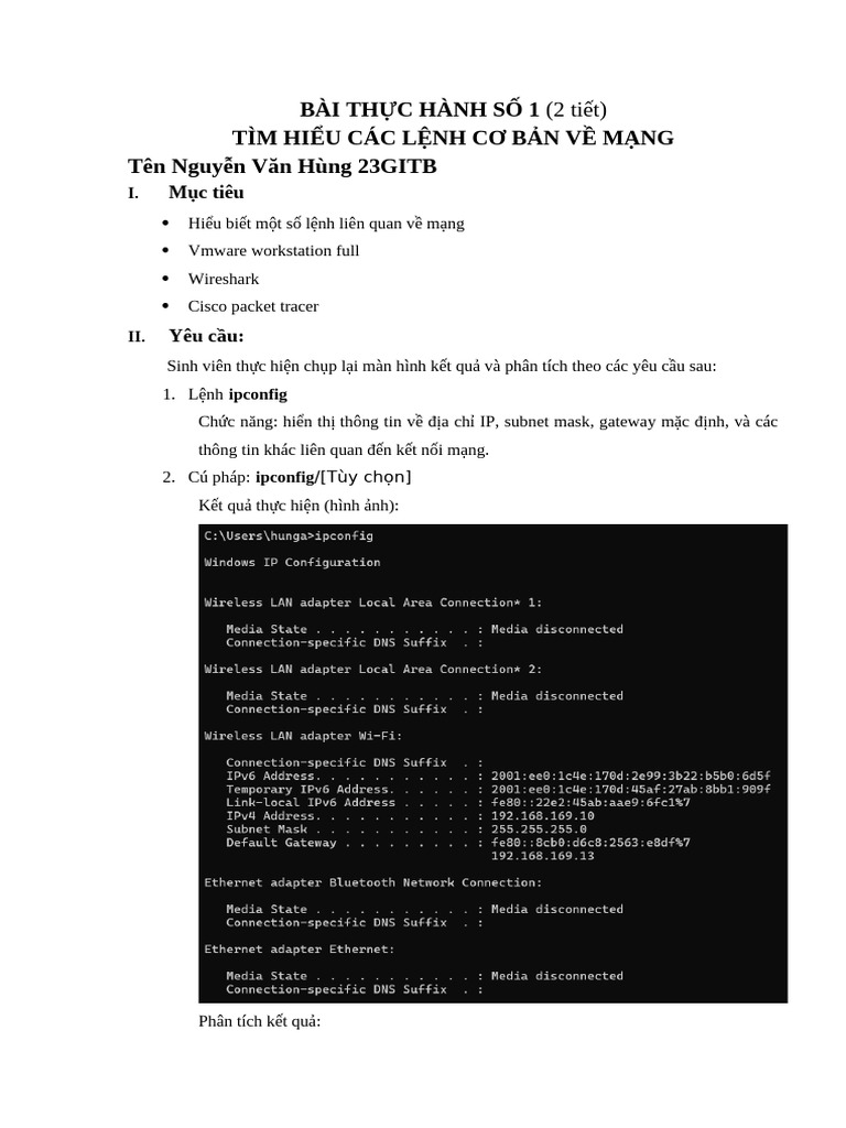 Lab 1 Tim Hieu Cac Lenh Co Ban Ve Mang | PDF