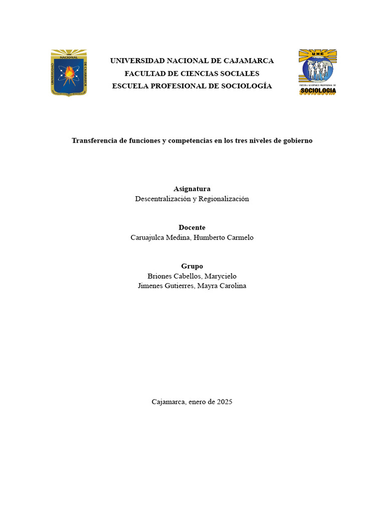 Transferencia de Funciones en Gobiernos Peruanos | PDF | Gobierno local ...