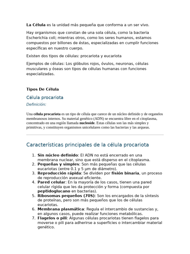 Tipos de Células: Procariotas y Eucariotas | PDF | Mitosis | Biología ...