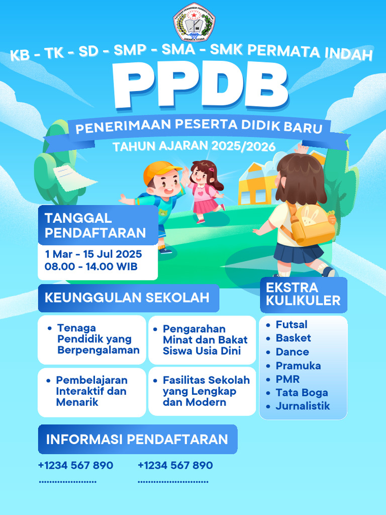 Poster Penerimaan Peserta Didik Baru Ilustratif Biru Dan Hijau ...