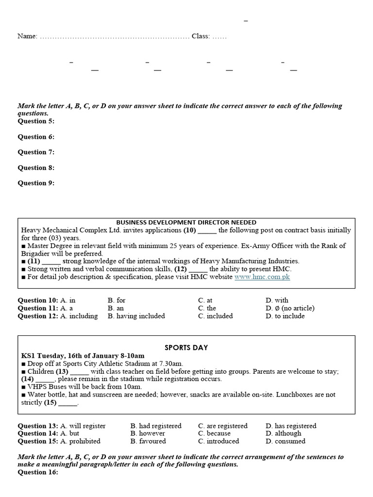 Grade 10 Midterm Revision Test | PDF | World Wide Fund For Nature ...