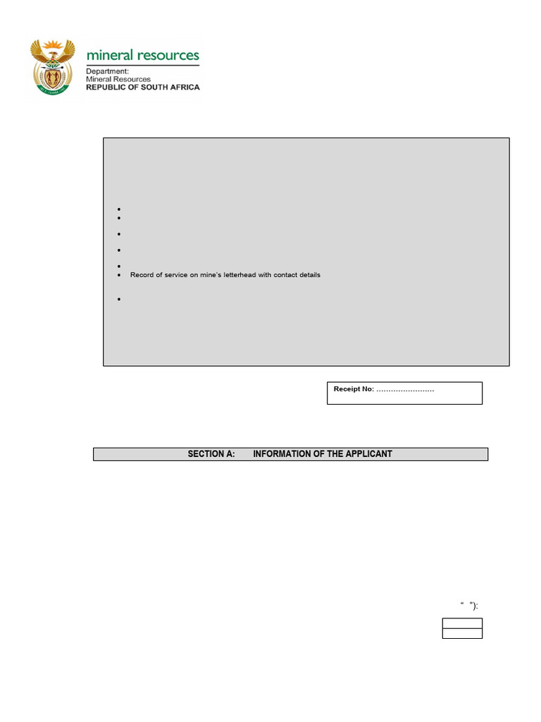 DMR 310 Application Form For Fiery Mines | PDF | Occupational Safety ...