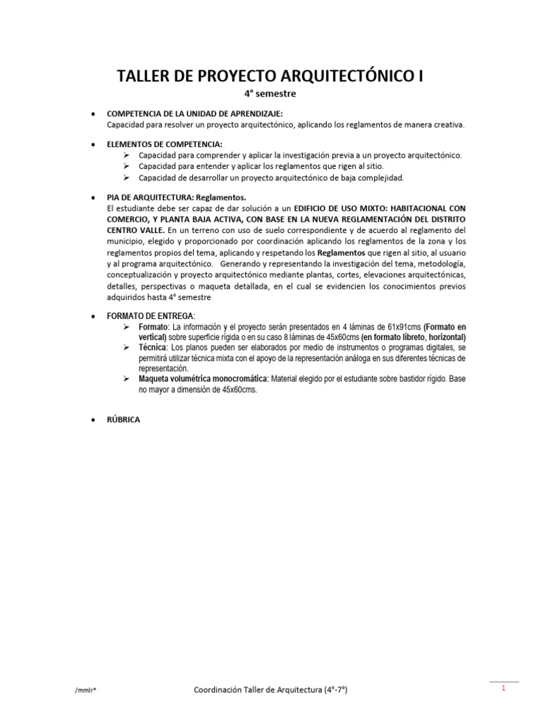 Taller de Proyecto Arquitectónico I | PDF | Diseño | Perspectiva (Gráfica)