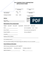 Housing Construction Corporation Application Form Personal Information