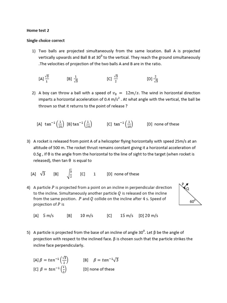 Physics Projectile Motion Problems | PDF | Acceleration | Rotation