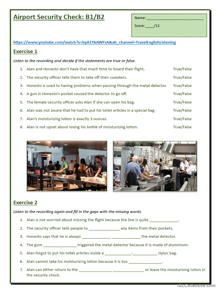 Airport Security Check Listening B1/B2 | PDF
