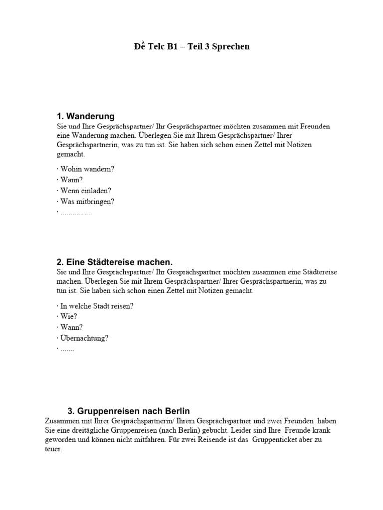 B1 Telc Sprechen Teil 3 | PDF