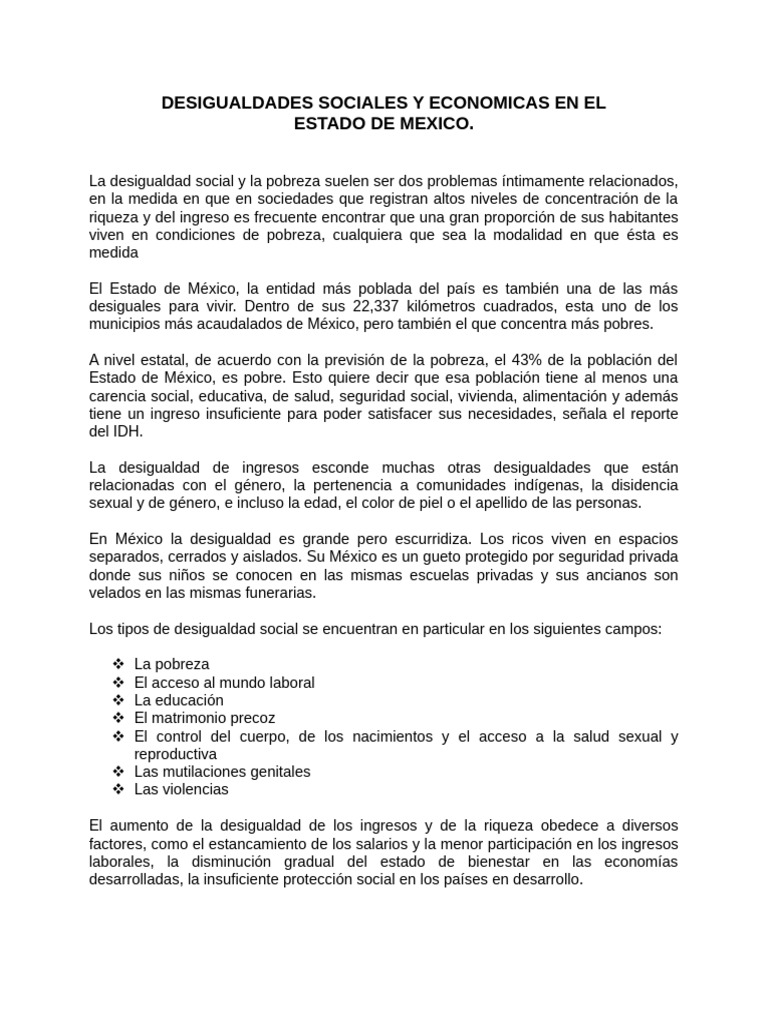 Desigualdades Sociales y Economicas en El | PDF | Discriminación y ...