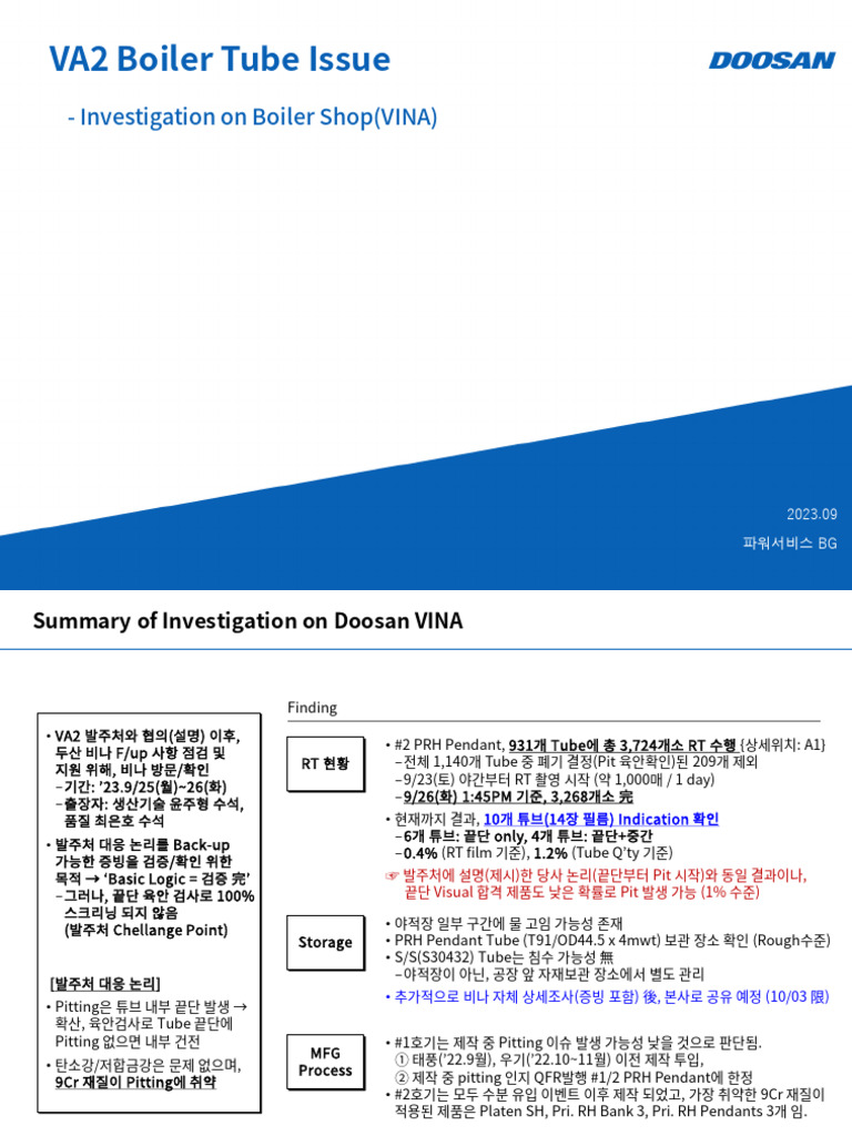 VA2 PRH Pendant Pitting Issue | PDF