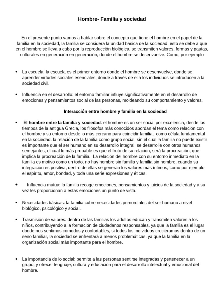 El Hombre en la Familia y la Sociedad | PDF | Familia | Sociedad