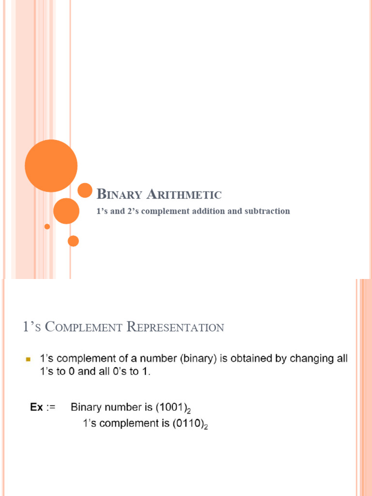 1's and 2's Complement in Binary Arithmetic | PDF | Theory Of ...