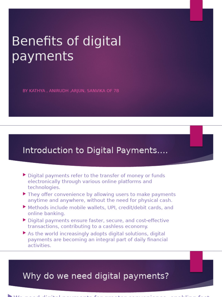 Benefits of Digital Payments - PPTXFL | PDF
