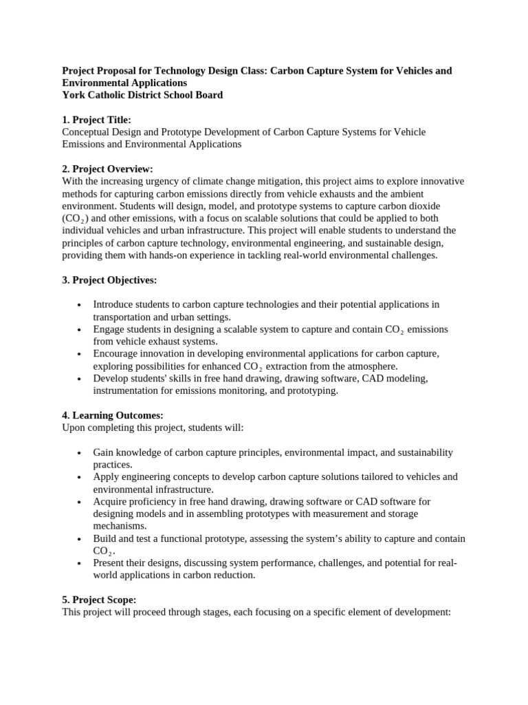 Carbon Capture System Project Proposal | PDF | Carbon Capture And ...