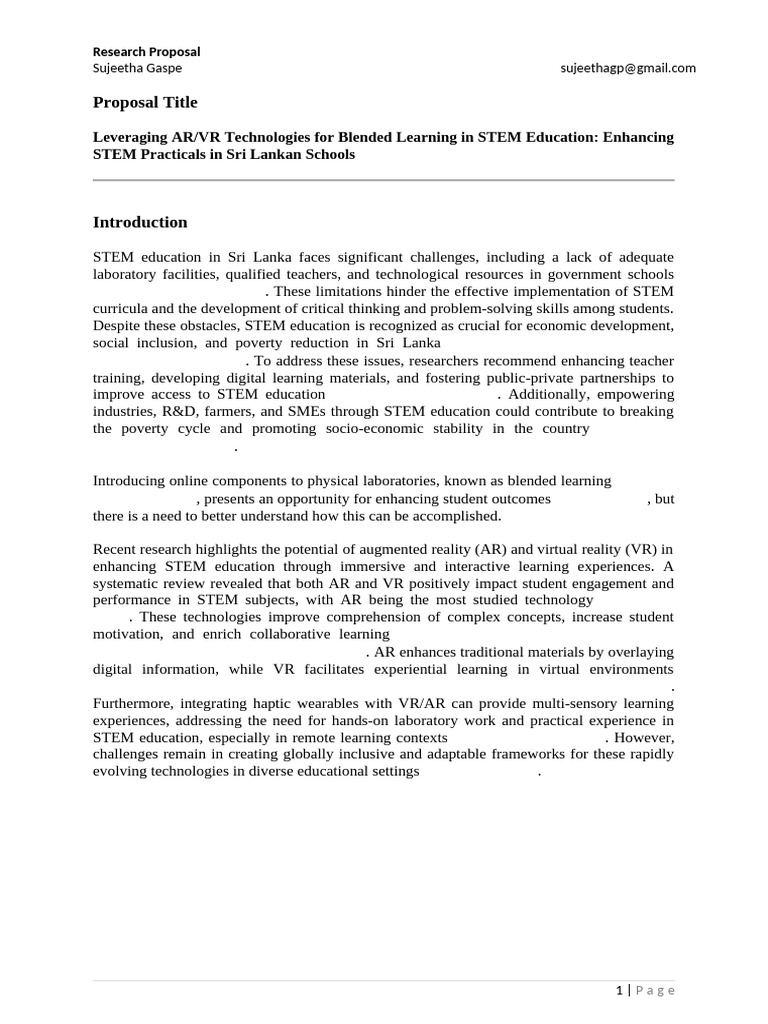 AR/VR for STEM Education in Sri Lanka | PDF | Augmented Reality ...