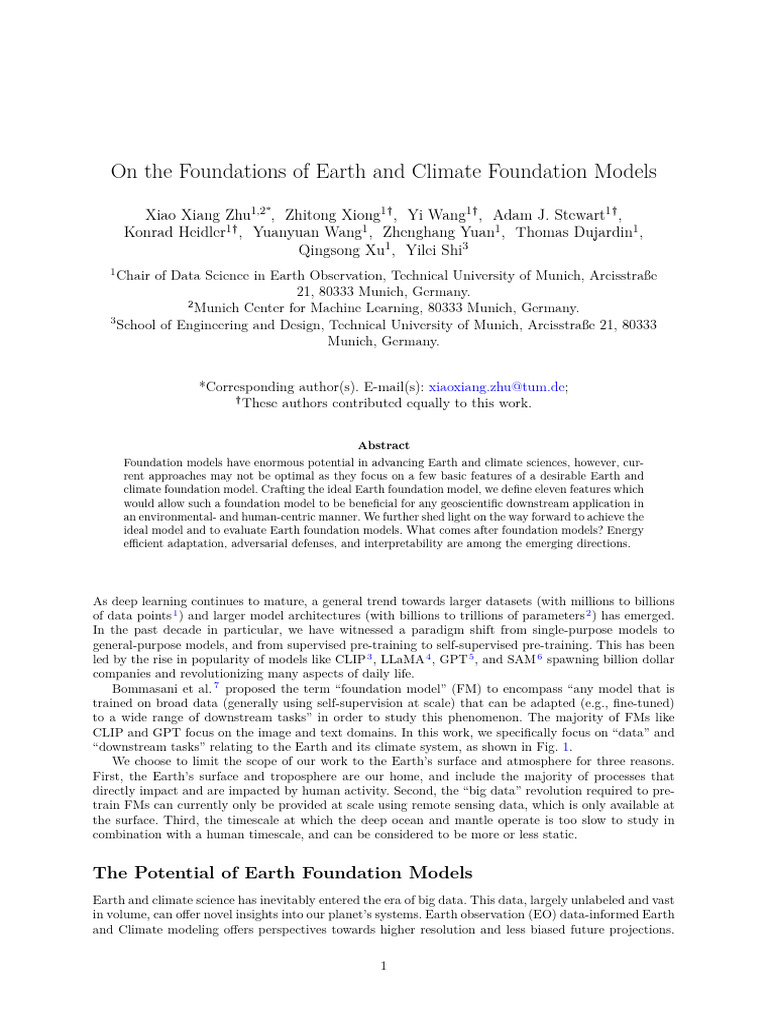 On The Foundations of Earth and Climate Foundation Models | PDF ...