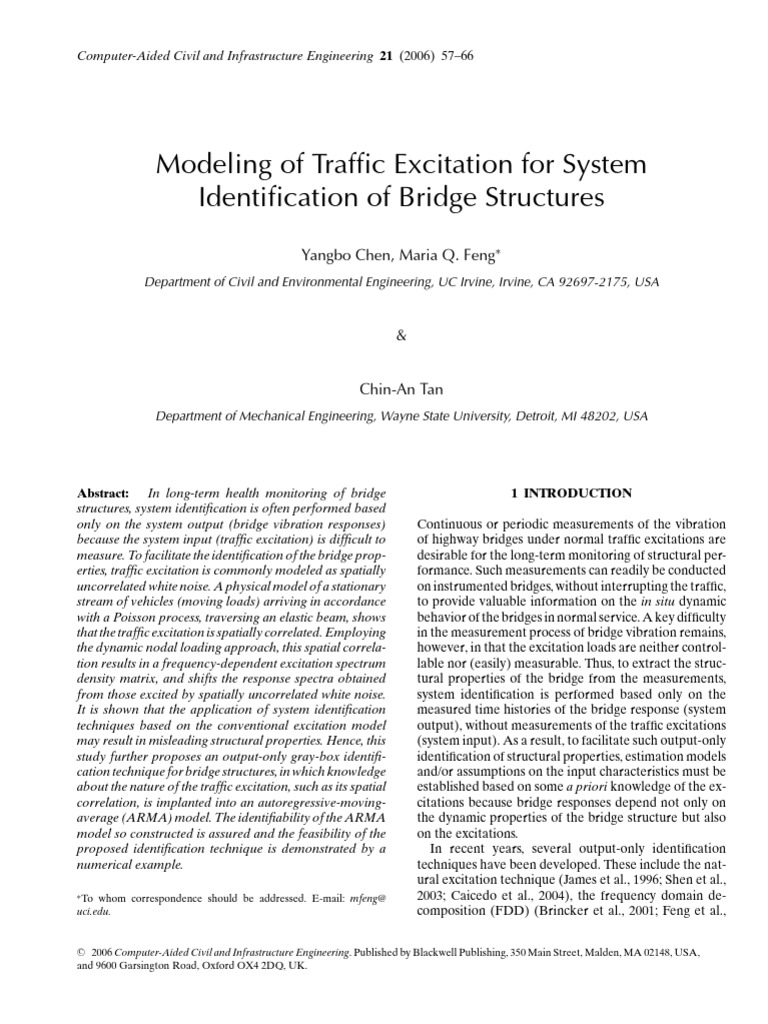 Traffic Excitation Modeling for Bridge Health | PDF | Finite Element ...