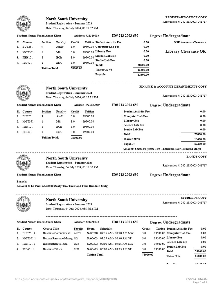 Advising Slip | PDF