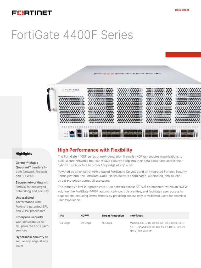 FortiGate 4400F Series NGFW Overview | PDF | Computer Security | Security
