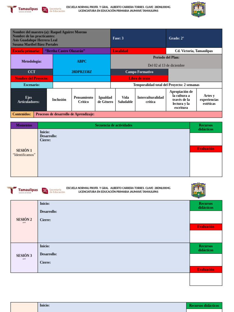 Formato de Planeacion.. | PDF | Educación primaria | Aprendizaje